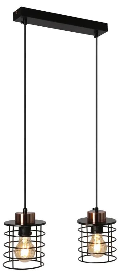 Csillár zsinóron GLOB 2xE27/40W/230V fekete