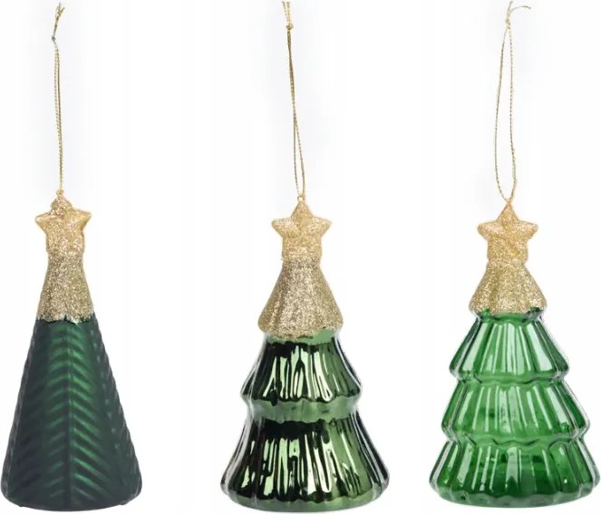 Üveg Dekoratív Karácsonyfa Medál Szett Karácsonyfa Medál 3 db-os