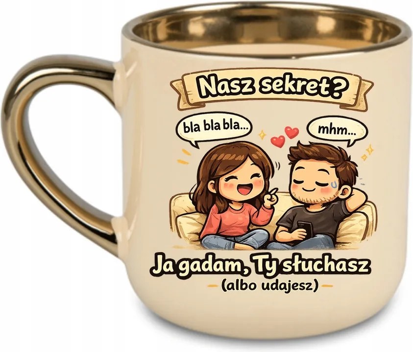 Elegáns bögre A mi titkunk? Én beszélek, Te hallgatod Valentin-nap 400 Krém