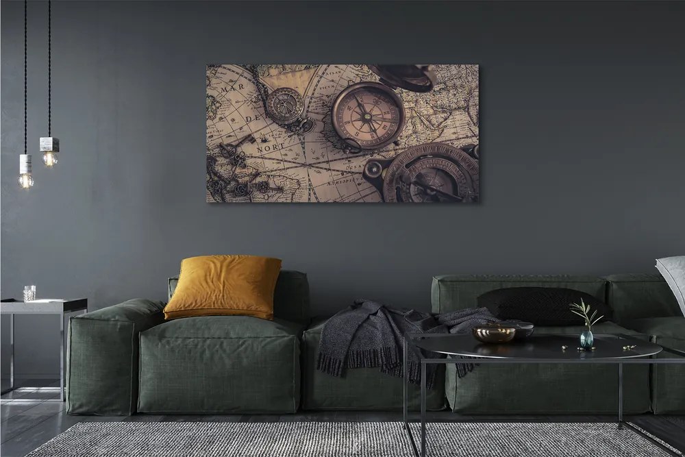 Canvas képek iránytű térkép 125x50 cm