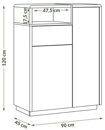 FRED fiókos komód fehér/szürke