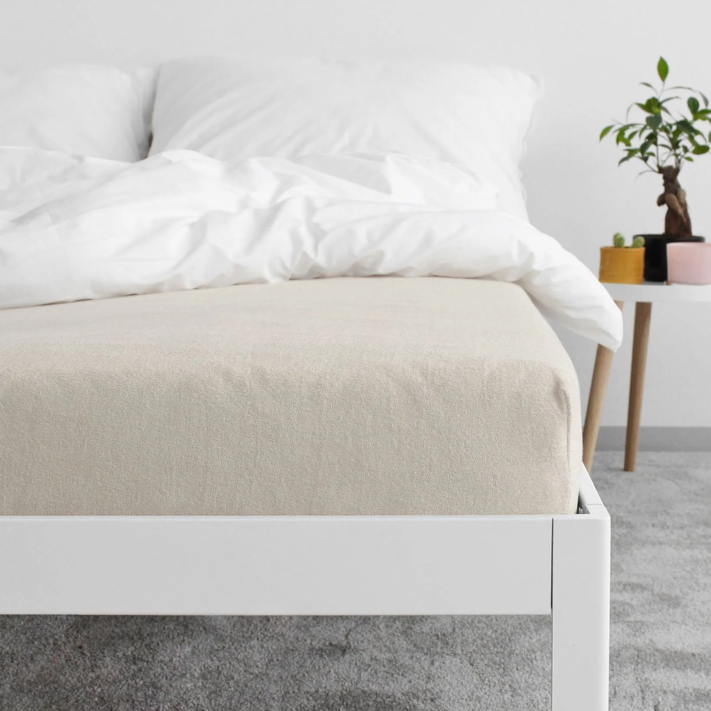 Goldea frottír gumis lepedő - bézs 90 x 200 cm