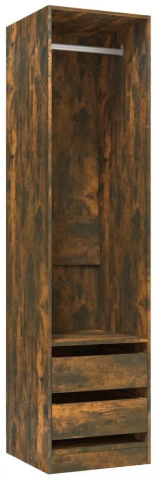 füstös tölgy színű szerelt fa szekrény fiókokkal 50x50x200 cm