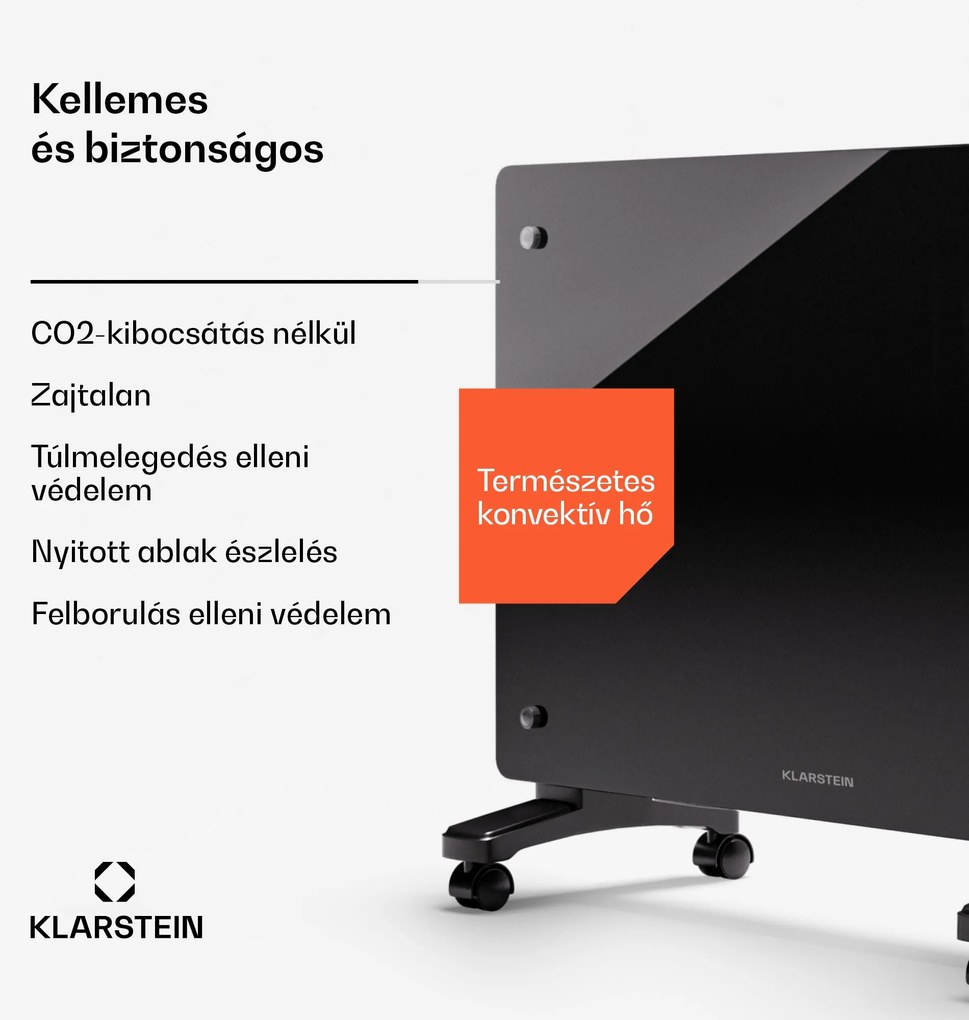 Klarstein Bornholm Smart 1500, konvektoros fűtőtest, 1500 W, WiFi, LED, IP24