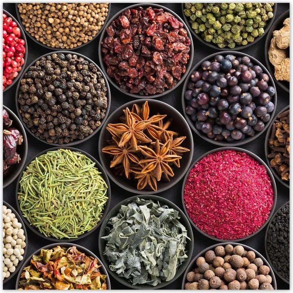 Poszterek 70x70 Fűszertartó tálak gyógynövények