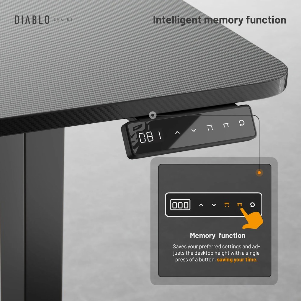 Elektromosan magasságban állítható íróasztal 160 cm fekete: Diablo X-Tensio 1600