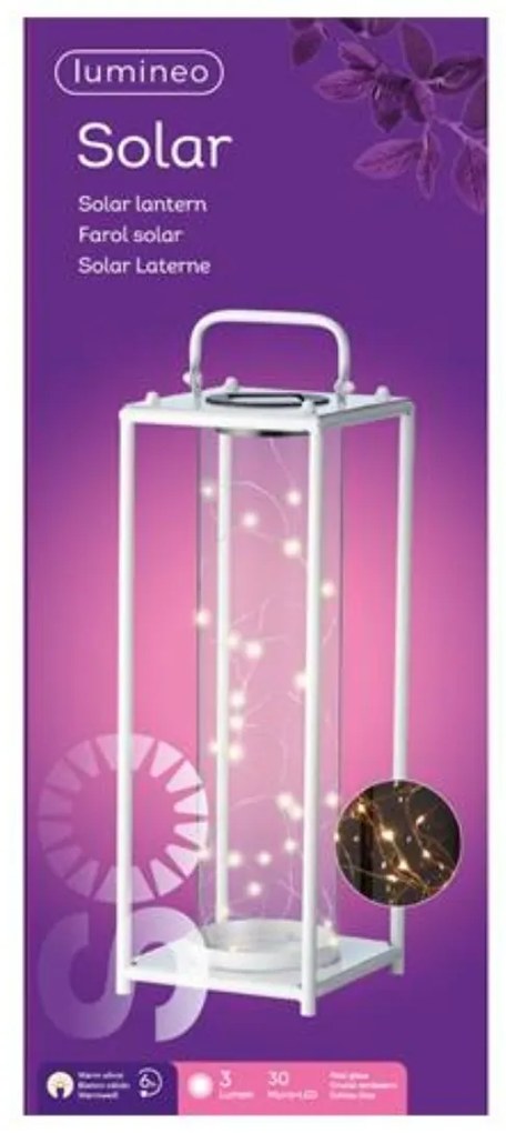 Napelemes lámpa LANTERN WHITE fehér