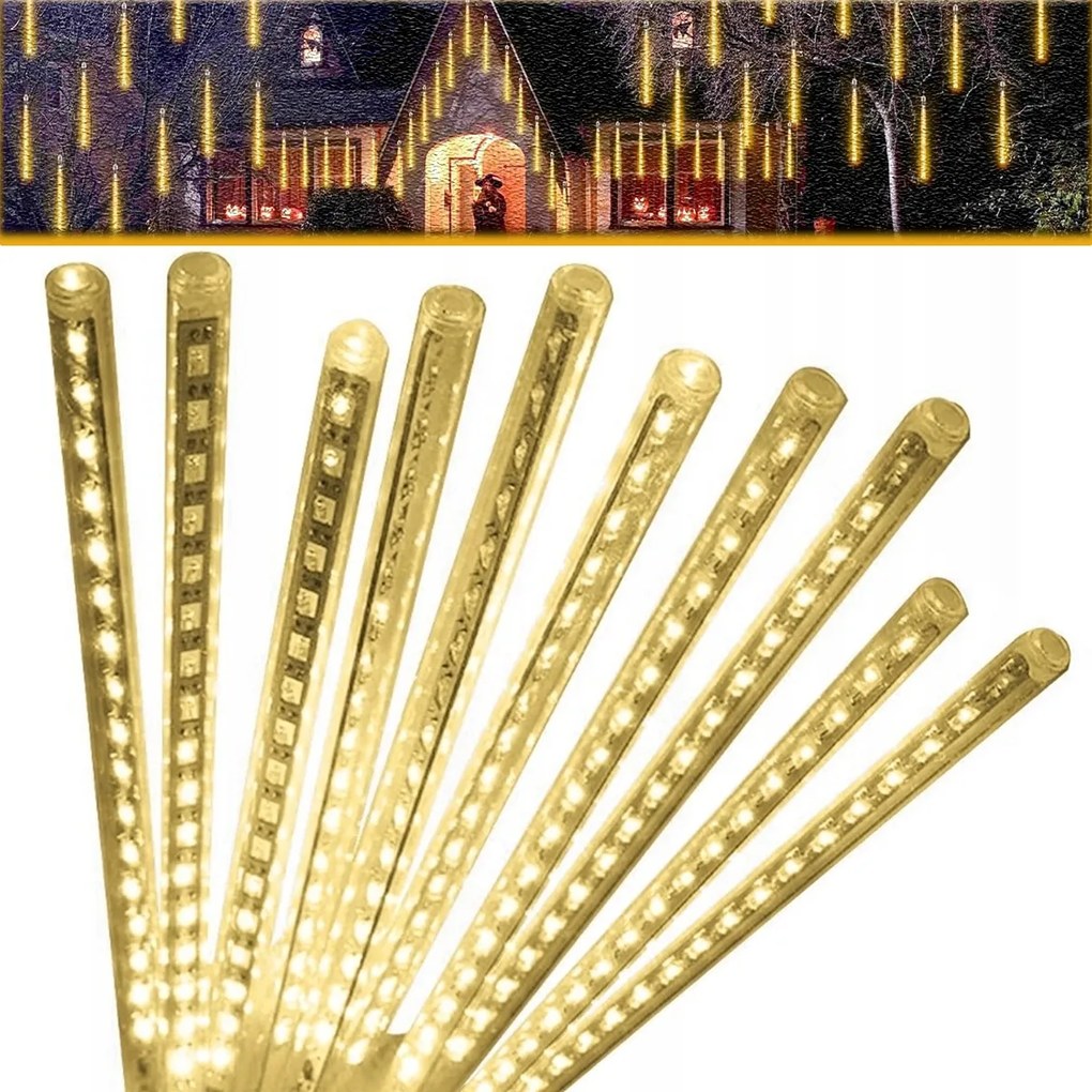 Karácsonyfa Függöny Jégcsap Led Meteor 30 cm Girland Fehér Hideg