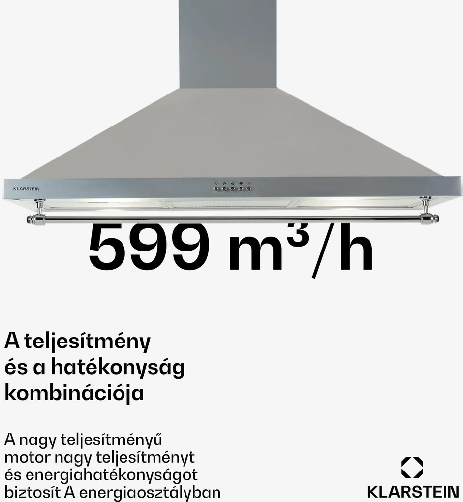 Klarstein Montblanc 90, páraelszívó, 599 m³/ó, 165 W, 2 x 1,5 W, LED, díszléc