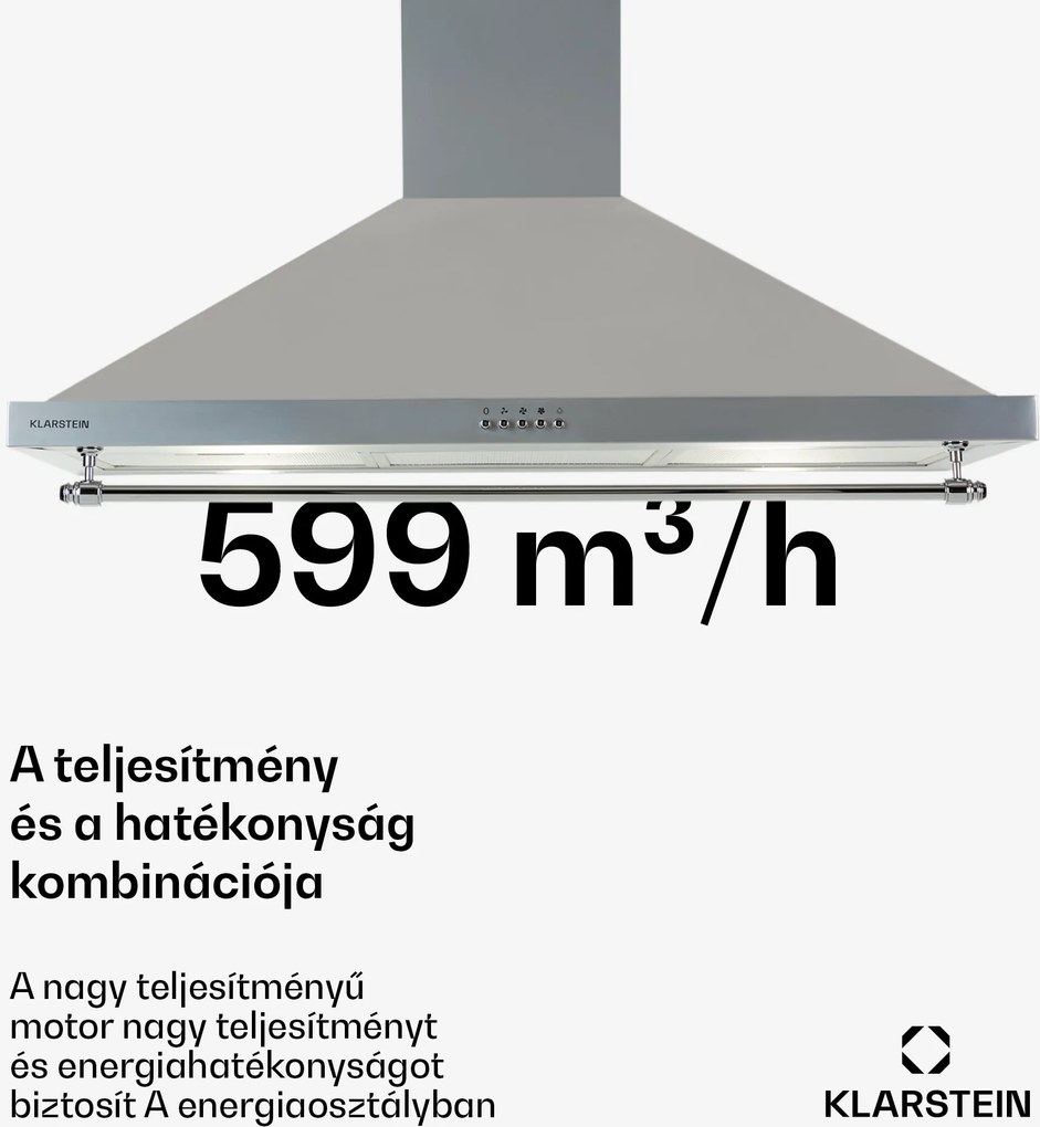 Klarstein Montblanc 90, páraelszívó, 610 m³/ó, 165 W, 2 x 1,5 W, LED, díszléc