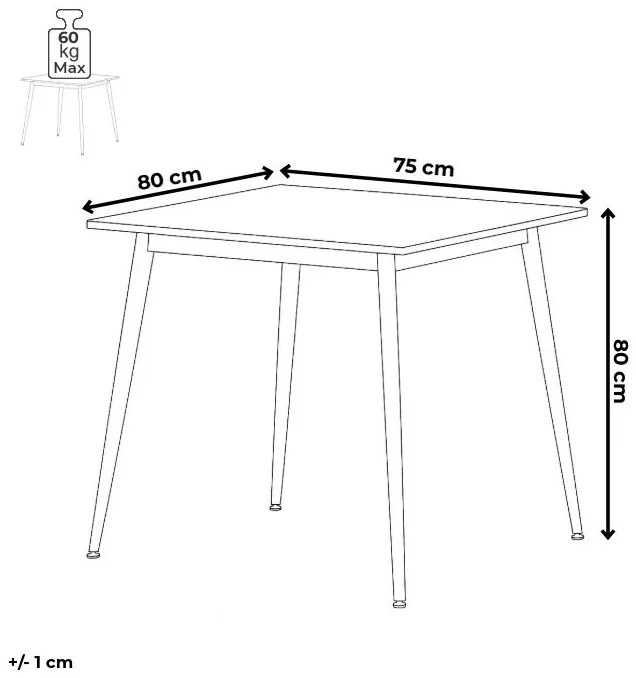 Étkezőasztal 80×80 cm, Kerámia Márvány Lappal. HT-398M WT