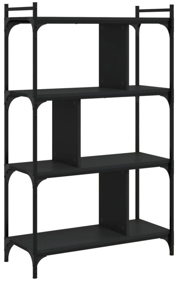 4 szintes fekete szerelt fa könyvespolc 76 x 32 x 123 cm