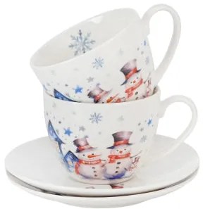 Karácsonyi hóemberes porcelán csésze 2 személyes díszdobozban Snowman