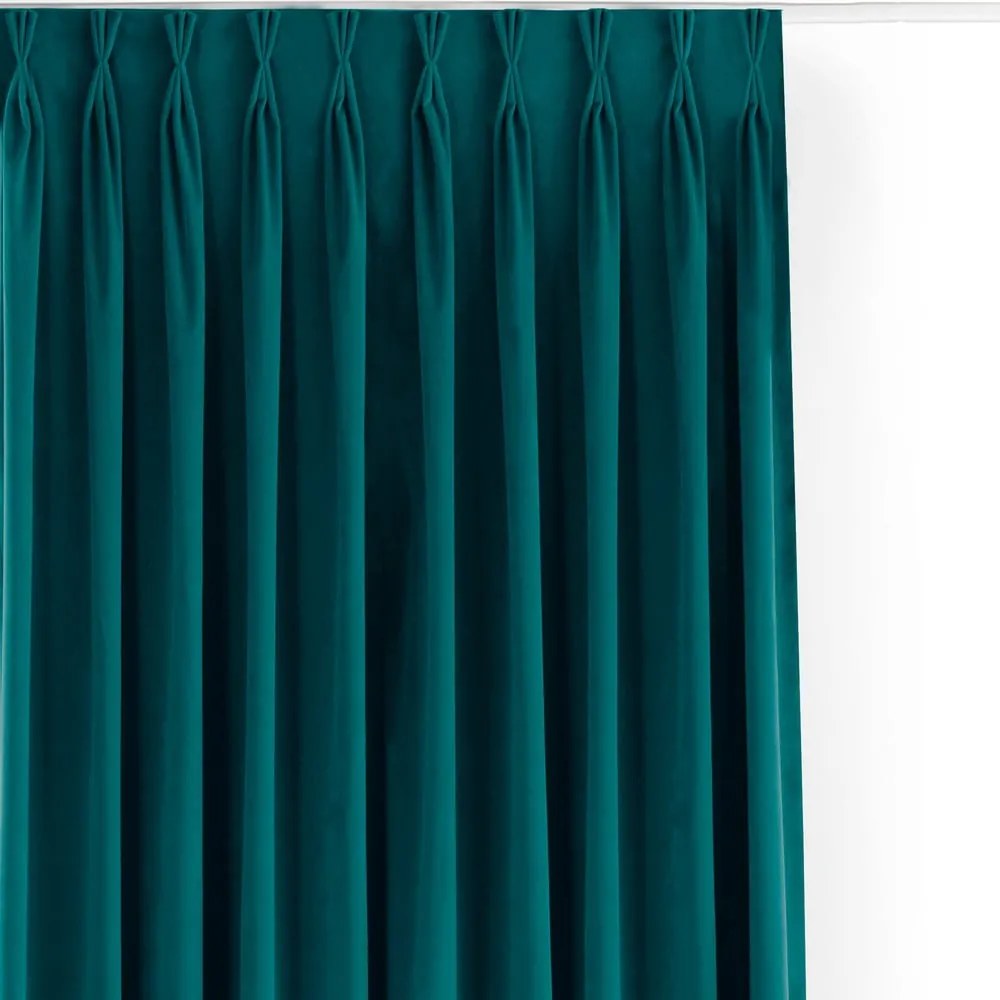 Petróleumkék bársony dimout (részleges sötétítő) függöny 265x250 cm Velto – Filumi