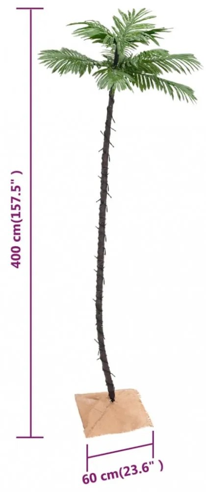 LED-es pálmafa 252 meleg fehér LED-del 400 cm