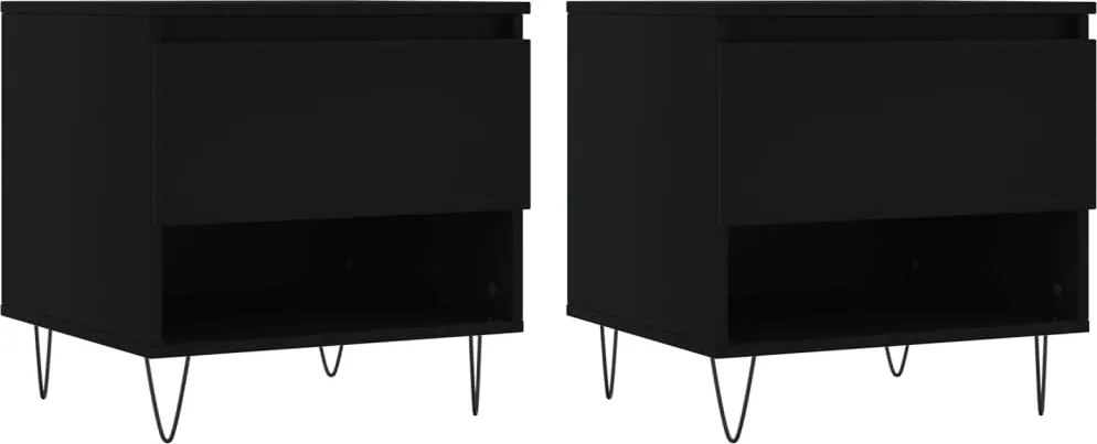 vidaXL 2 db fekete szerelt fa dohányzóasztal 50 x 46 x 50 cm