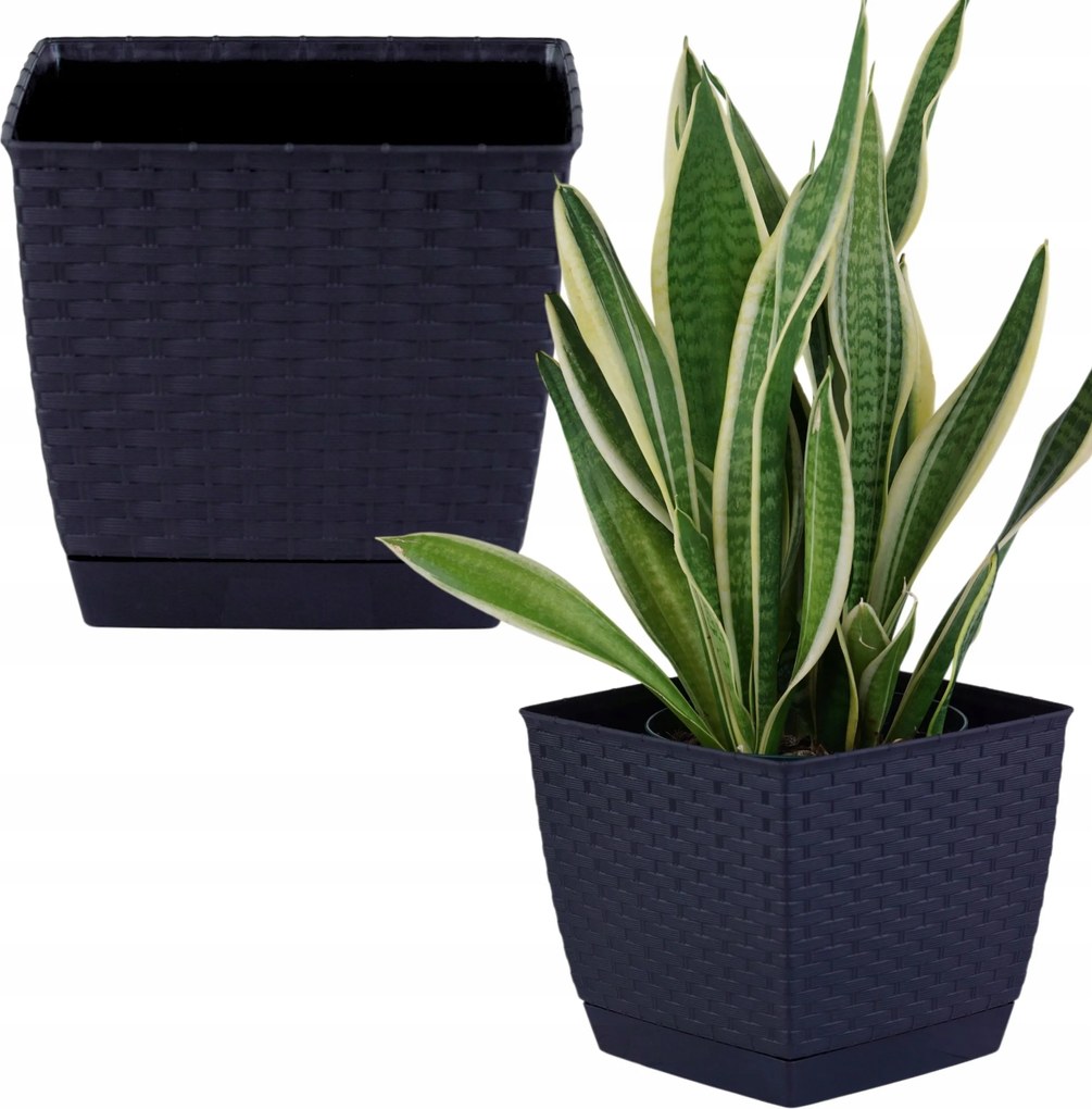 Virágtartó állvány alacsony négyzet alakú rattan 14,5cm virágtartó állvány