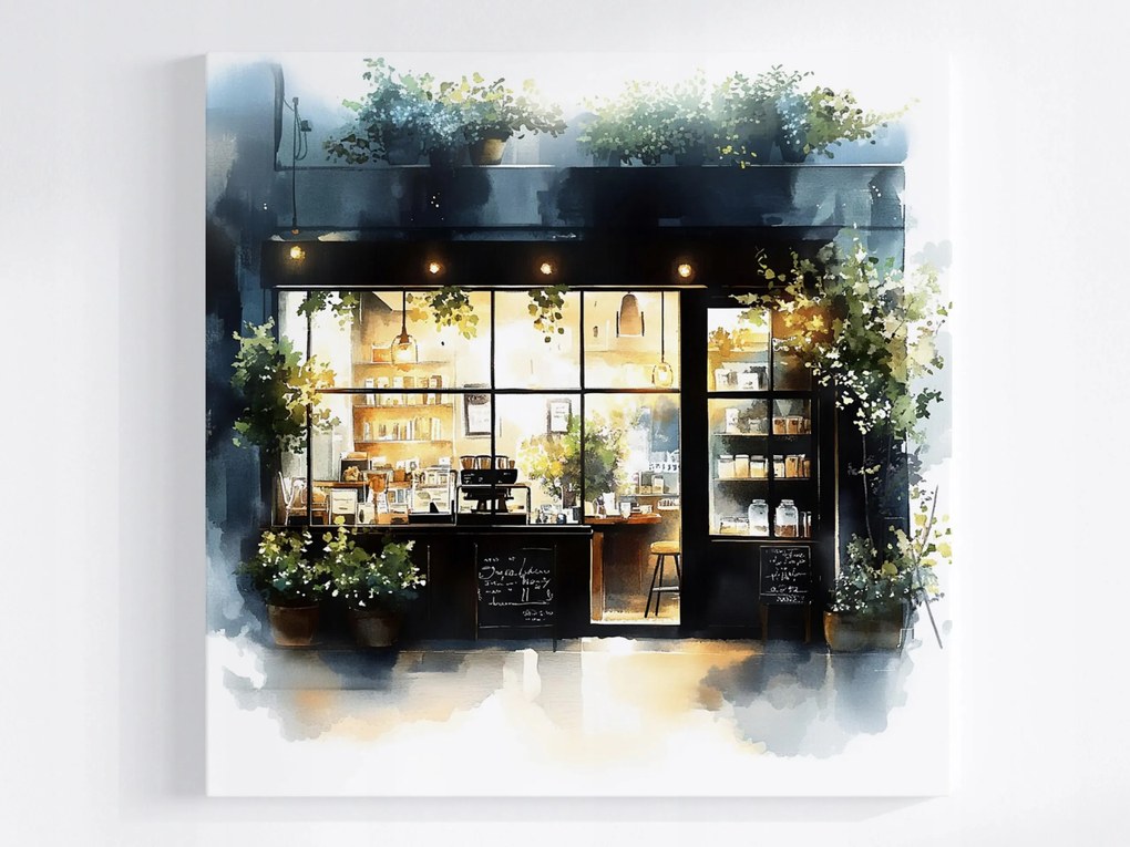 Vászonkép Canvas Város Kávézó Bolt Kávézó Vitrin 40x40