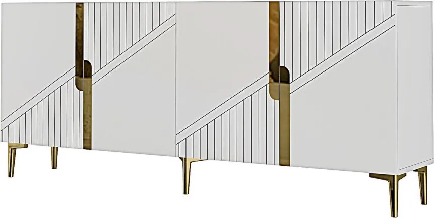 Evva komód, fehér-arany, 125 cm