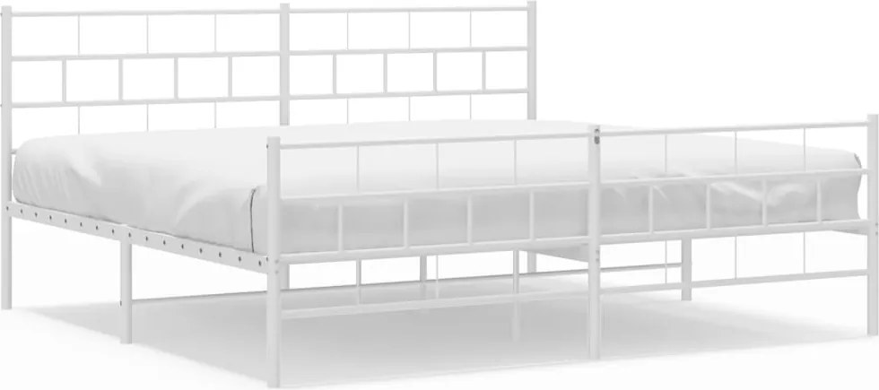 vidaXL fehér fém ágykeret fej- és lábtámlával 200x200 cm