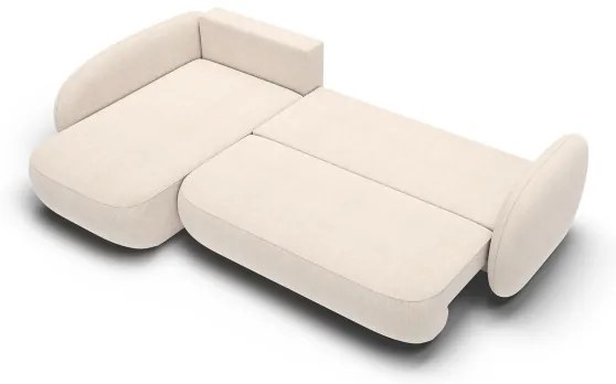 OLBIA balos, L-alakú kinyitható sarokkanapé tárolóval, bézs