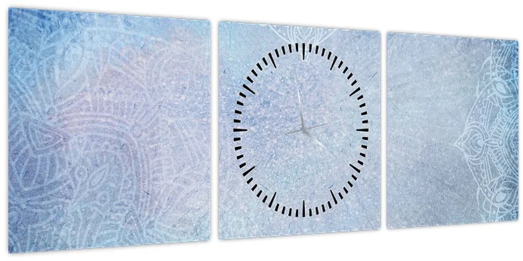 Kép - Mandalák kékszínben (órával) (90x30 cm)