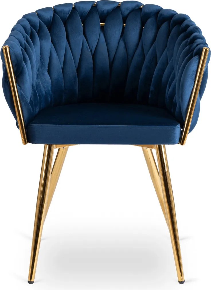 Krzesło CAPI Granatowe Plecione Welurowe