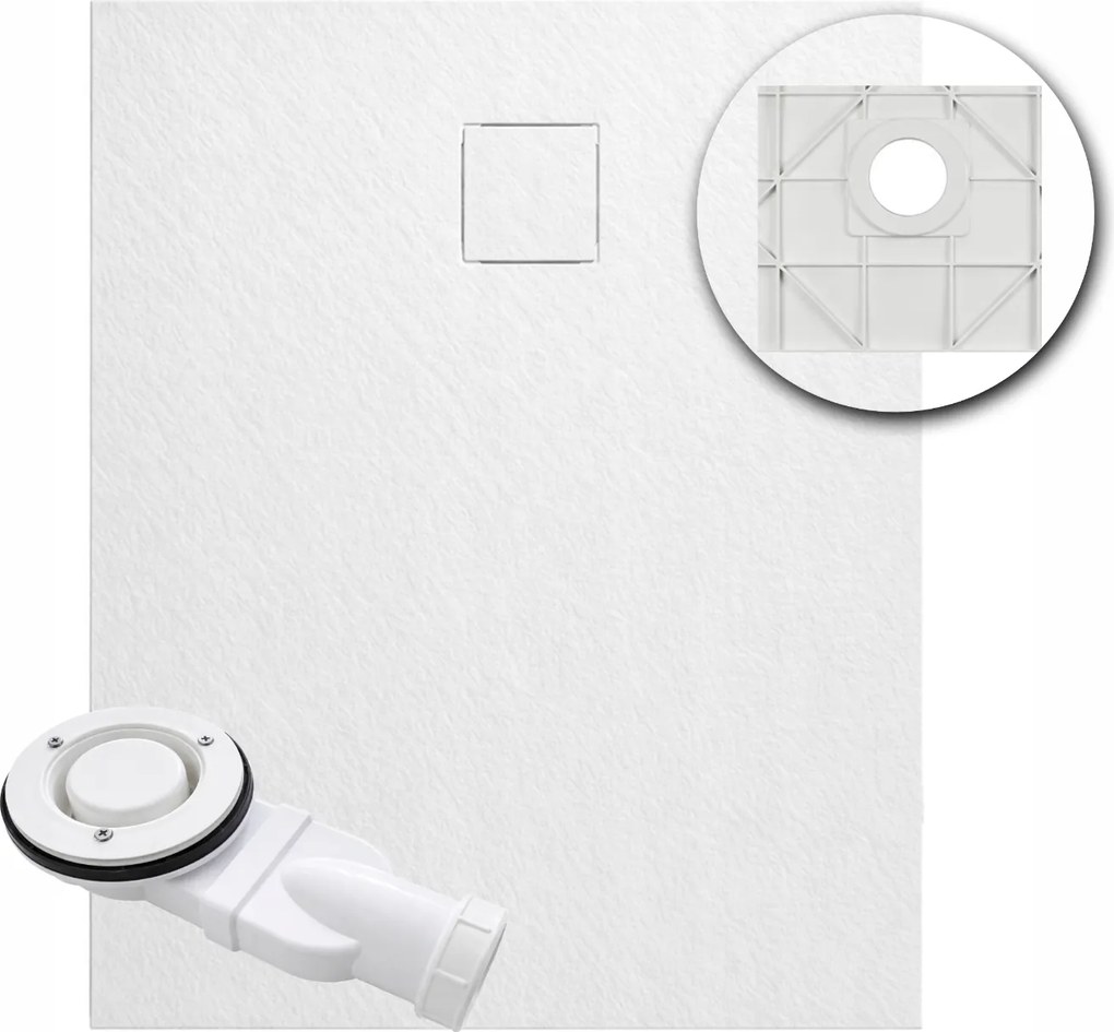 Aquauno Téglalap Alakú Zuhanytálca Smc 110 x 90cm Fehér Kő Szerkezet Szifon