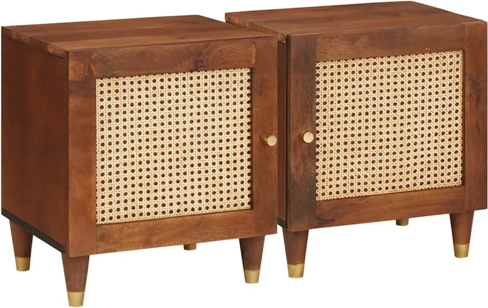 vidaXL Éjjeliszekrény 2 pcs Barna 40 x 33,5 x 46 cm Tömör akácfa