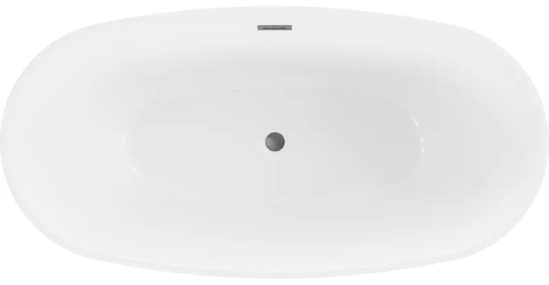 Mexen Eris, szabadon álló kád 155 x 80 cm, fehér, grafit túlfolyó, 53441558000-66