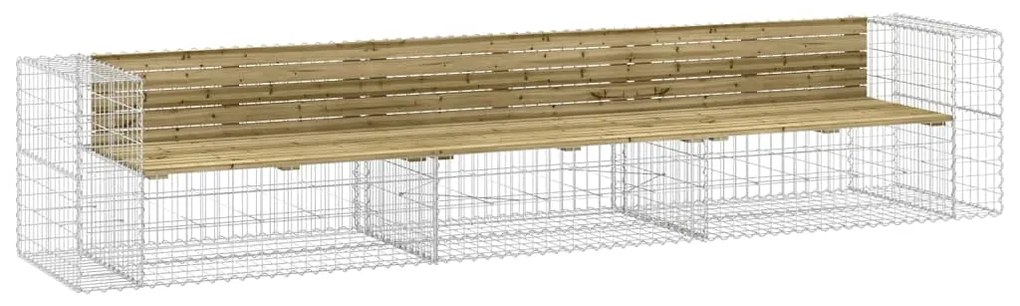 vidaXL tömör impregnált fenyőfa gabion kerti pad 347x71x65,5 cm