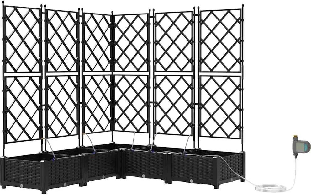 vidaXL Kerti cserép 5 pcs Fekete Acél