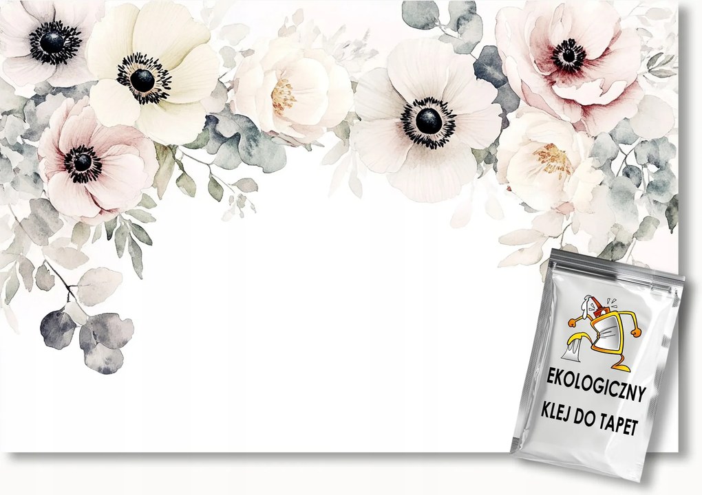 Fotótapéta Flizelina Akvarell Természet Pasztell Virágok Levelek 150x105 ragasztó