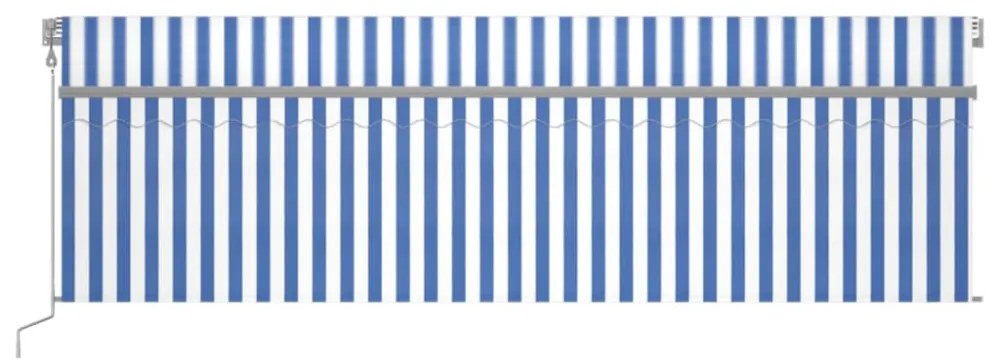 kék és fehér automata napellenző redőnnyel 5 x 3 m