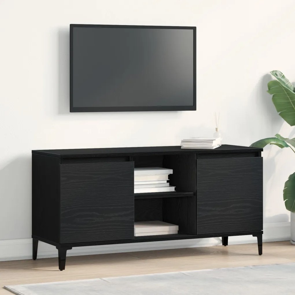 TV Szekrény Fekete Tölgy 102x35x50 cm Műanyag Fa