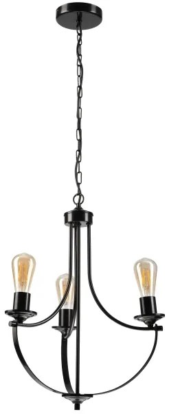 Csillár láncon GINA 3xE27/60W/230V fekete
