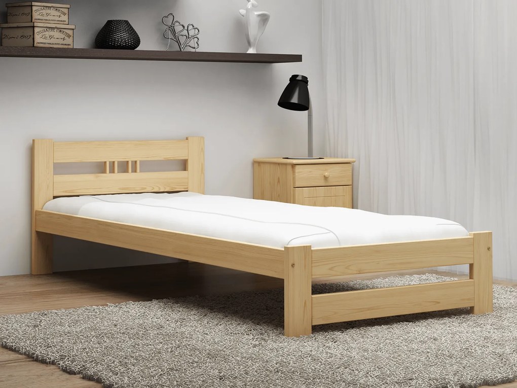 Fa ágy 90x200 LUX VitBed lakkozás nélkül + matrac 90x200 Spica