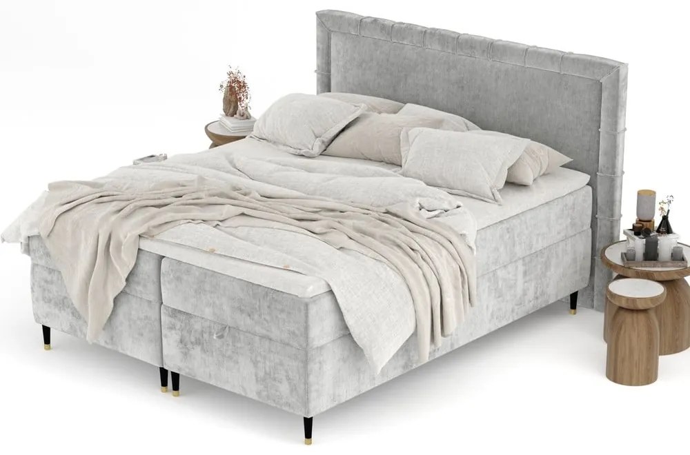 Világosszürke ágyneműtartós boxspring ágy 180x200 cm Voyage – Maison de Rêve