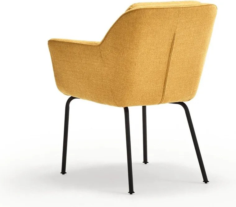 Mustársárga kárpitozott karfás étkezőfotel Sadira – Teulat