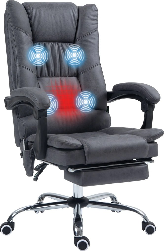 Vinsetto Irodai Szék Vibráló Masszázzsal - Ergonomikus Vezetői Szék Deréktámasz Fűtéssel, Dőlésszög Beállítással, Lábpihentetővel, Magasságban Állítha