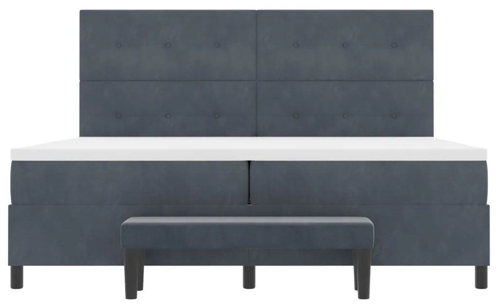 Box Spring ágy matraccal és paddal Sötétszürke 200x200 cm Bársonyos