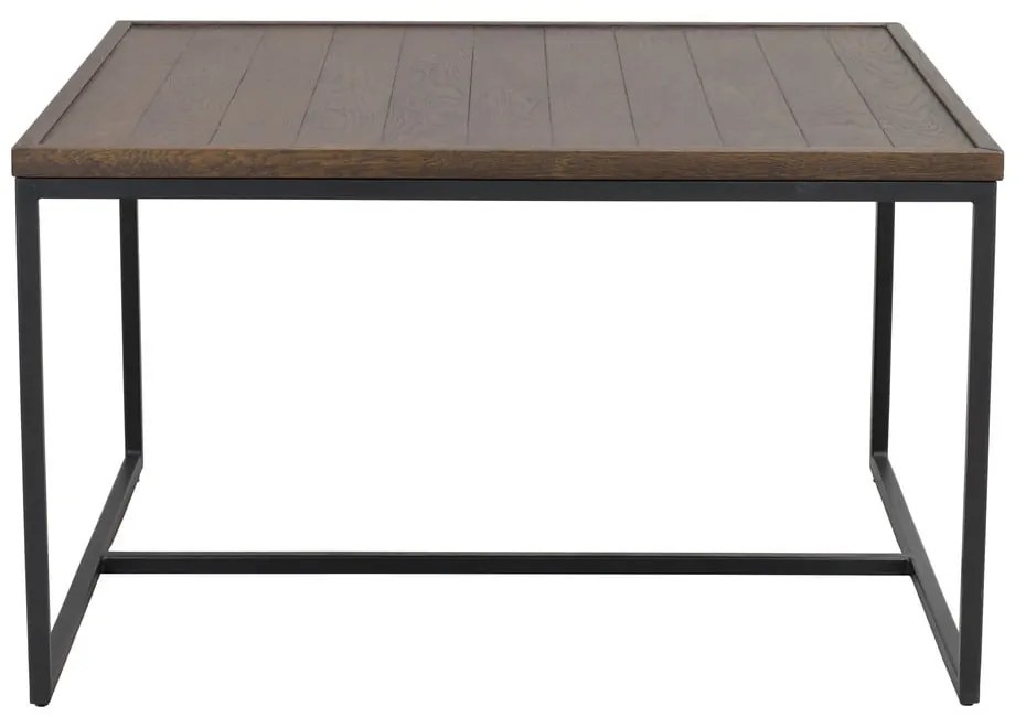 Sötétbarna dohányzóasztal tölgyfa asztallappal ø 80 cm Deerfield – Rowico