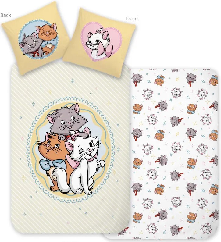 Disney Marie Trio gyerek, ovis ágyneműhuzat 100×135 cm, 40×60 cm