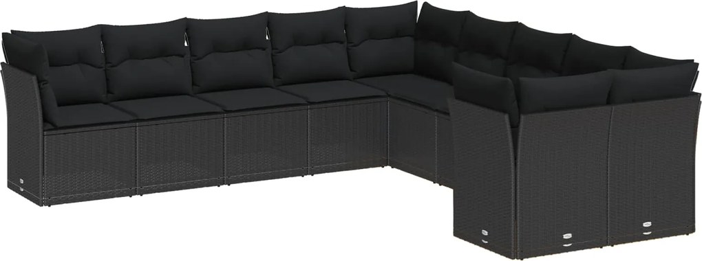 vidaXL Kerti Kanapé Szett 13 pcs Fekete polirattan