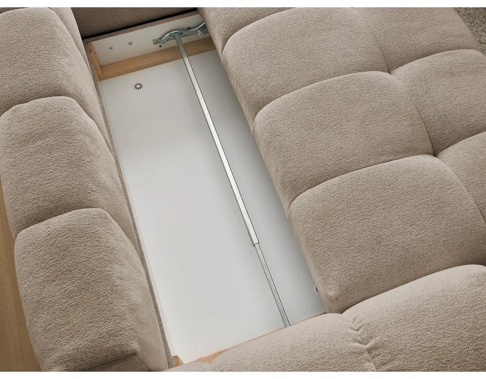 Szürkésbarna zsenília kinyitható-tárolóhelyes sarokkanapé (jobb oldali-L alakú) Everest – Bobochic Paris