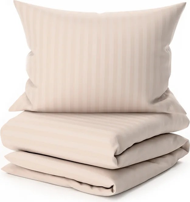 JASMINE mikroszálas ágyneműhuzat, pezsgőszínű – 2 cm-es csíkos, szállodai zsebes Ágyneműhuzat mérete: 70 x 90 cm | 140 x 200 cm