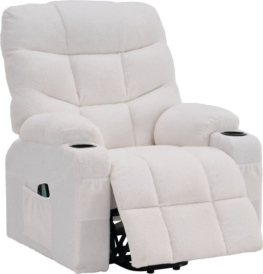 Állítható masszázs fotel, fehér, HUDSON