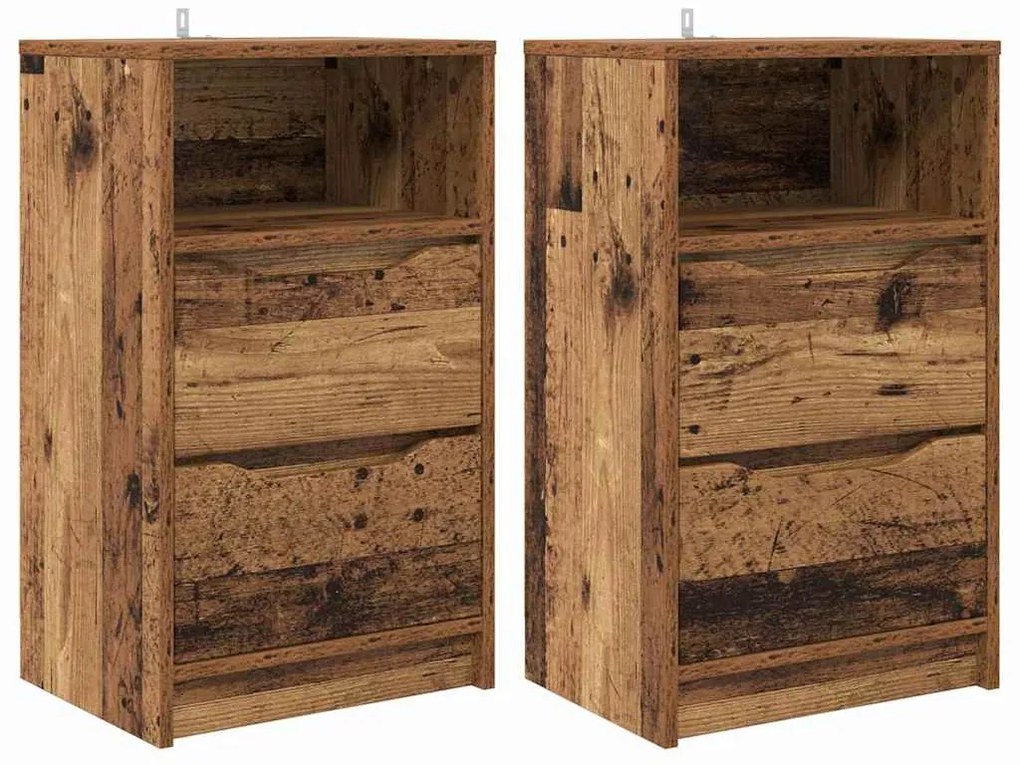 Éjjeliszekrények fiókkal 2 pcs Öreg fa 40 x 30 x 467 cm Faanyag