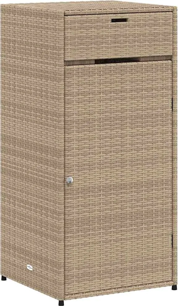 vidaXL bézs polyrattan kerti tárolószekrény 55 x 55 x 111 cm