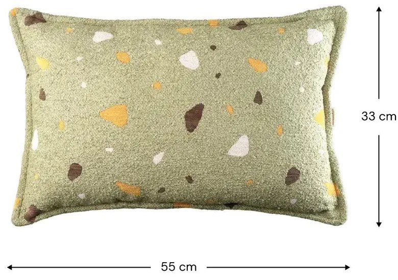 Zöld buklé-zsenília párna gyerek kanapéhoz Terrazzo Bolster – Wigiwama